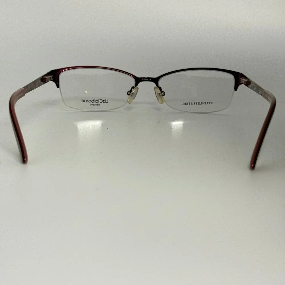 Liz Claiborne L377 0Y76 Burgundy Stainless Steel Semi Rimless Eyeglass 51-16-130